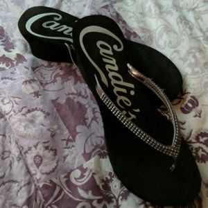 Candie's rhinestone wedge sandals